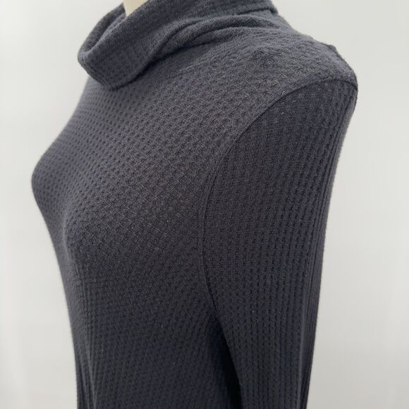 We The Free People Thermal Tunic Small Drippy Kristina Cowl Neck Black High Low - Picture 4 of 12